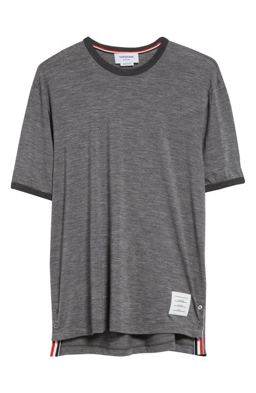 Thom Browne Ringer Stretch Wool T-shirt In Medium Grey