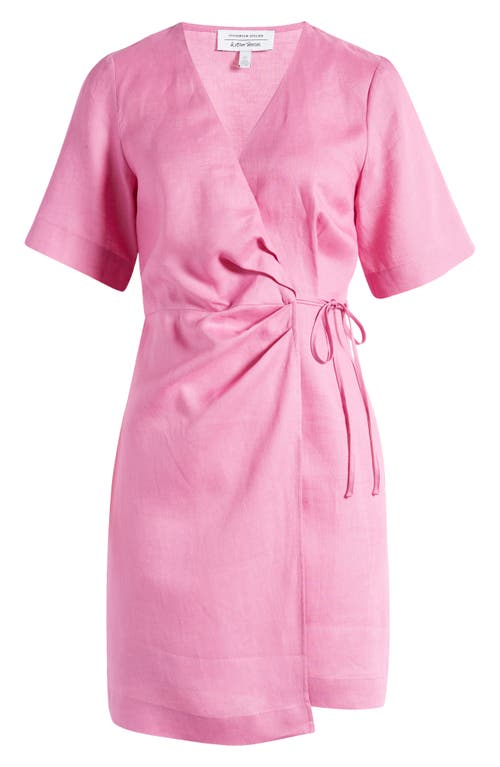 & Other Stories Linen Wrap Dress in Pink