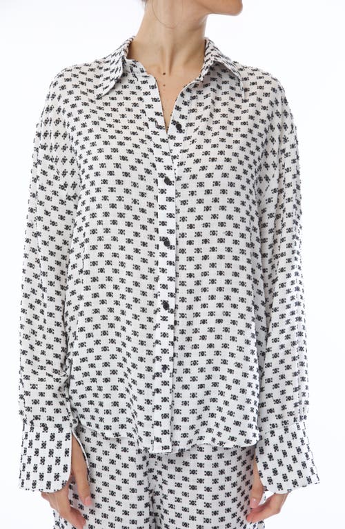 Shop Andine Essen Le Marais Cotton Button-up Shirt In White And Black