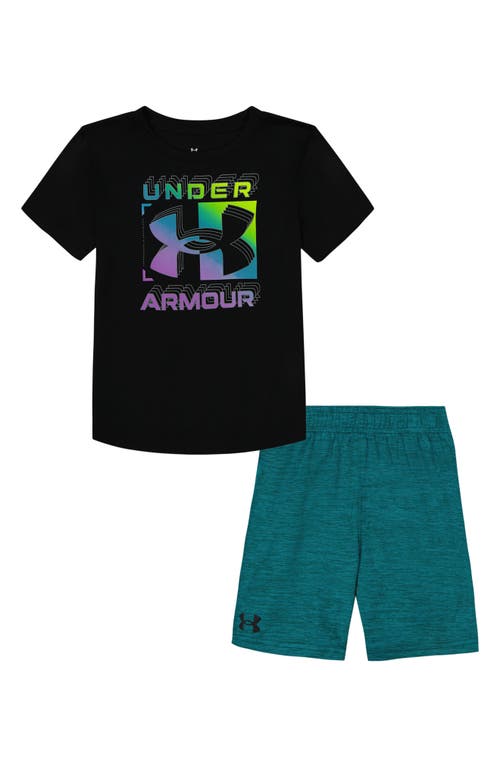 Under Armour Kids' Logo Card Performance T-Shirt & Shorts Set in Black at Nordstrom, Size 2T