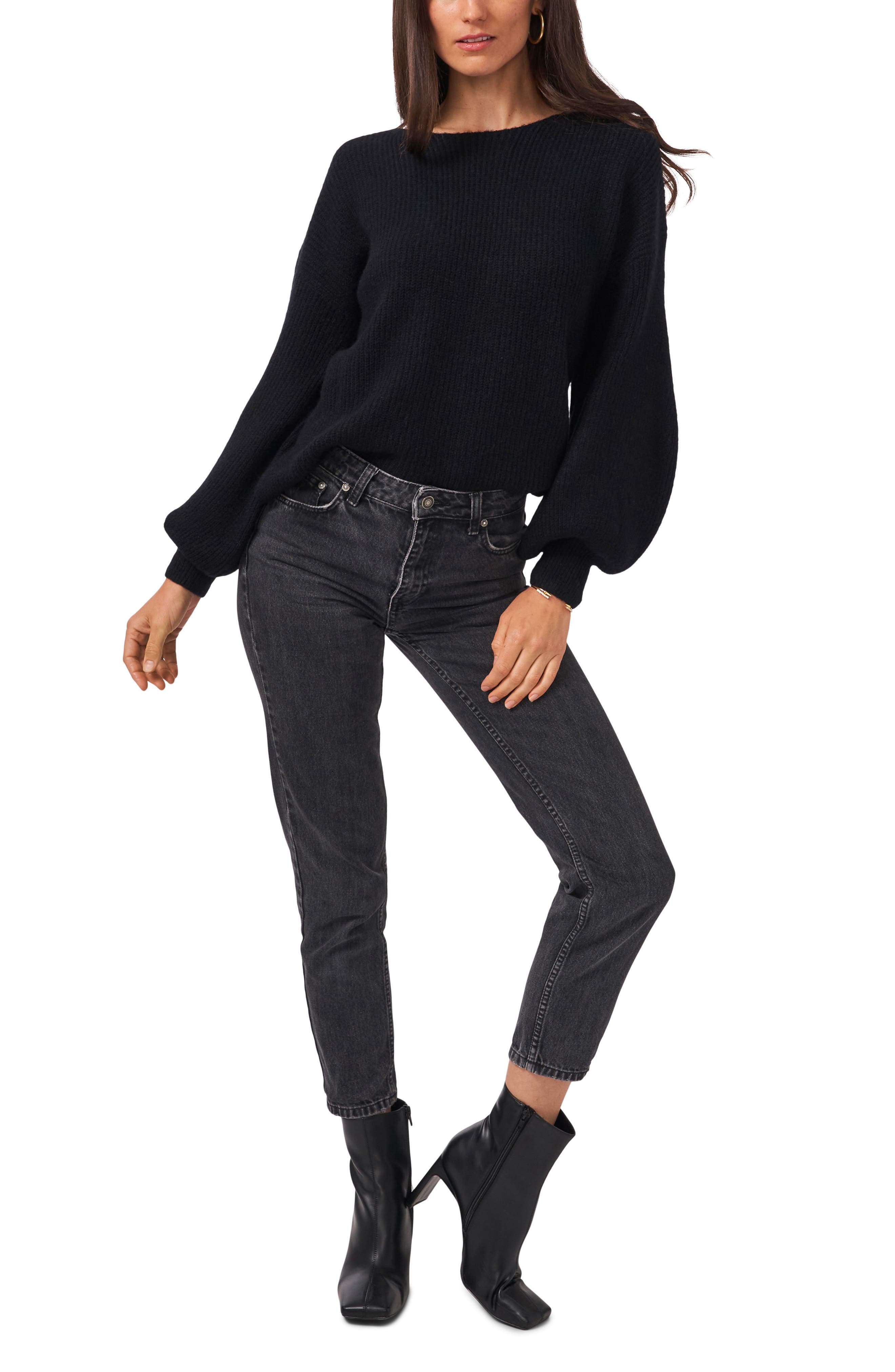 1 state bubble sleeve sweater