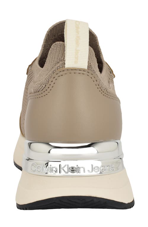 Shop Calvin Klein Vikas Knit Sneaker In Taupe