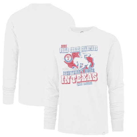 Men's '47 White Texas Rangers 2023 World Series Champions Local Playoff Franklin Long Sleeve T-Shirt