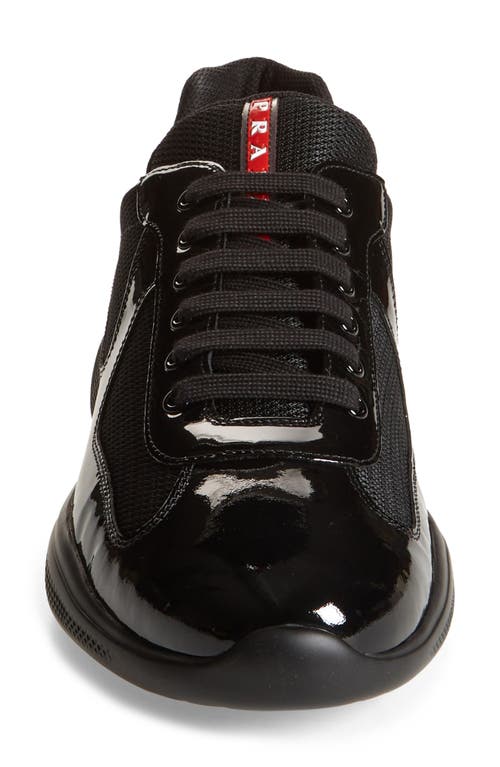 Prada Men Black Fabric And Leather America S Cup Sneakers In Black