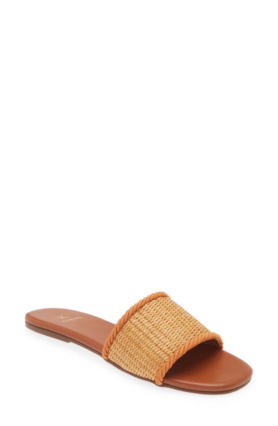Shop Kaanas Azurita Basketweave Slide Sandal In Brandy