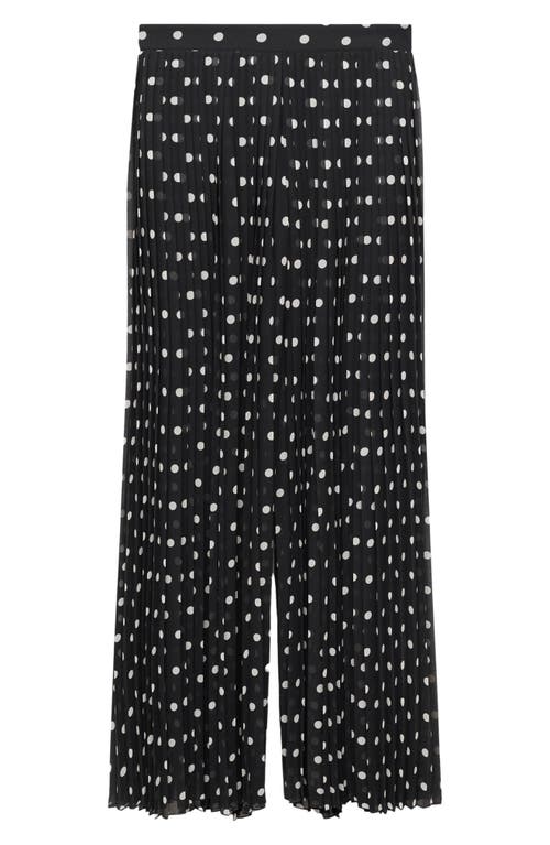 Shop Mango Adela Polka Dot Pleated Chiffon Palazzo Pants In Black