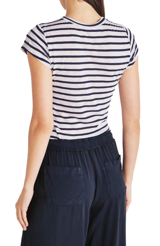 Shop Splendid Nautical Stripe Short Sleeve Top In Navy/ White