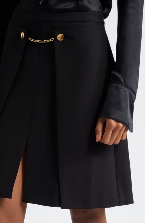 Shop Ganni Chain Detail Layered Twill Skirt In Black