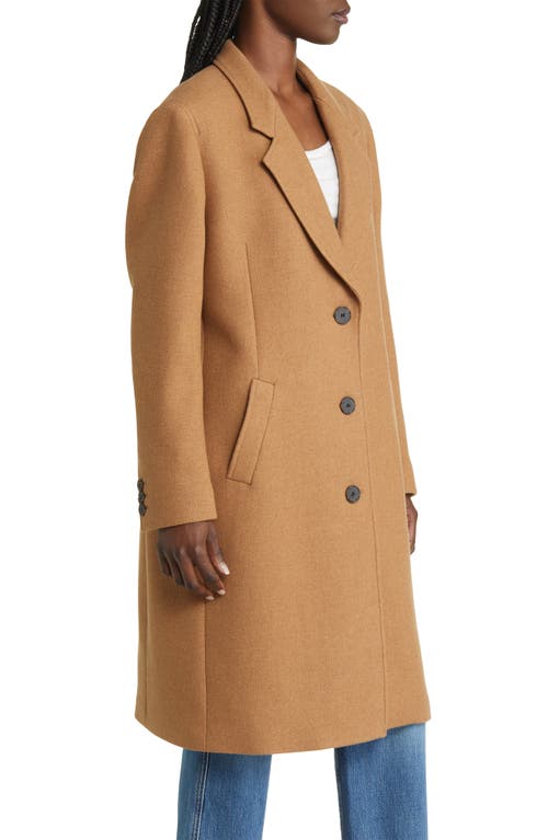 Shop Frame East Side Single Breasted Wool Blend Coat In Camel