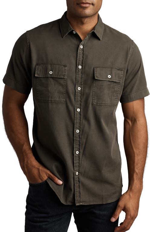 Warwick Heritage Twill Short Sleeve Button-Up Shirt in Dark Olive