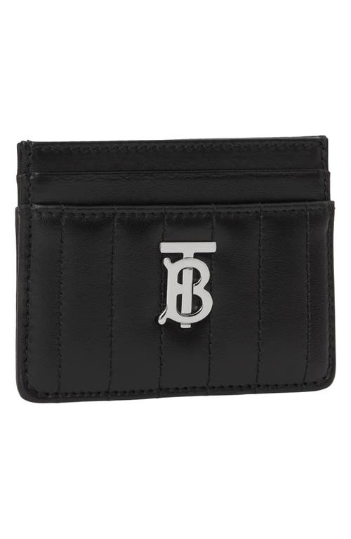 Shop Burberry Lola Quilted Leather Card Case In Black/palladio