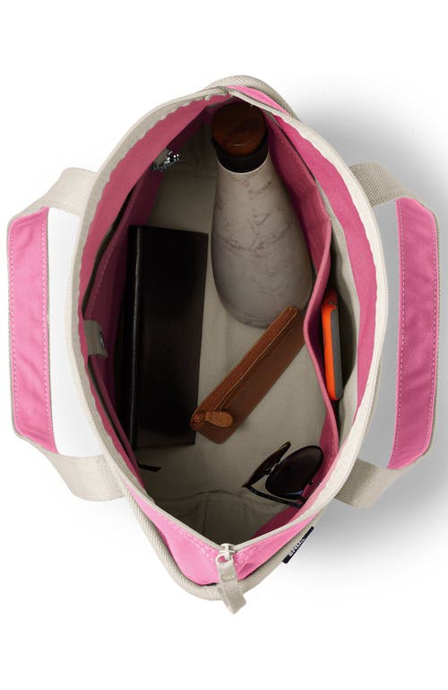 Lands' End Zip Top Canvas Tote Bag In Natural/fresh Pink