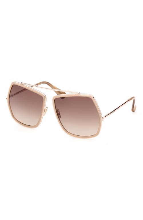 Shop Max Mara 64mm Gradient Oversize Geometric Sunglasses In Beige Horn/gradient Brown