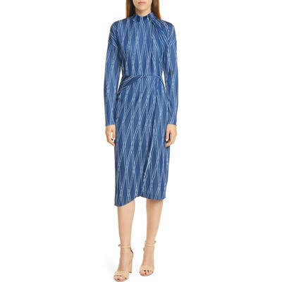 Boss Ejarra Asymmetrical Long Sleeve Dress, Blue