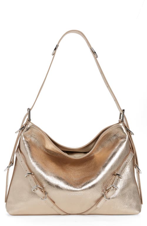 Givenchy Medium Voyou Metallic Leather Hobo Bag in Dusty Gold at Nordstrom