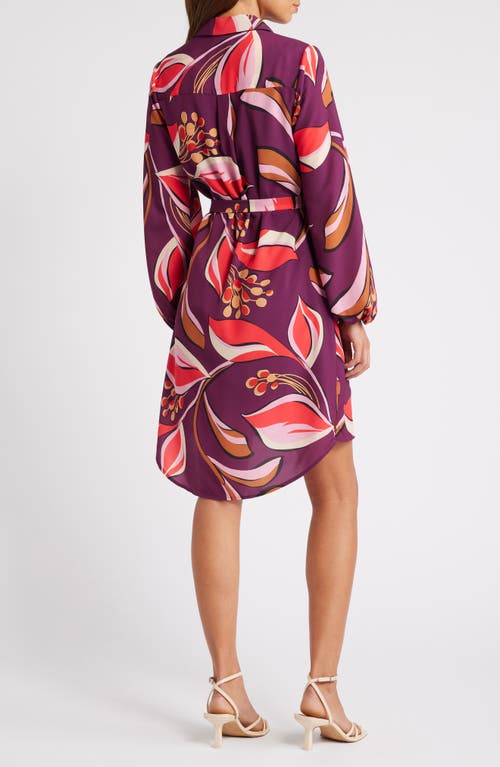 Shop Sam Edelman Hoya Print Long Sleeve Shirtdress In Wine Multi