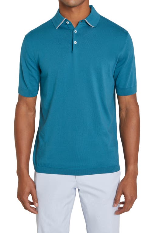 Roslyn Tipped Polo in Teal