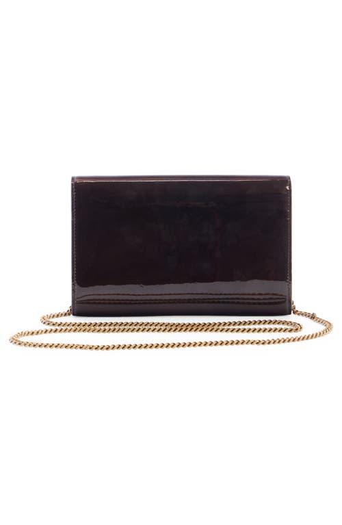 Shop Saint Laurent Cassandre Uptown Patent Leather Envelope Wallet On A Chain In Ir Brown/dark Nut Brown