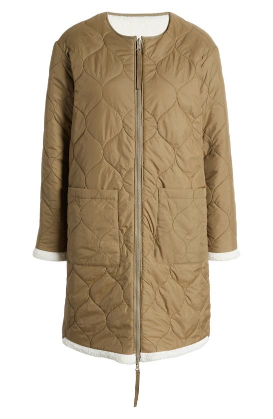 Rails Granger Reversible Quilted High Pile Fleece Coat In Ivory Olive Mix