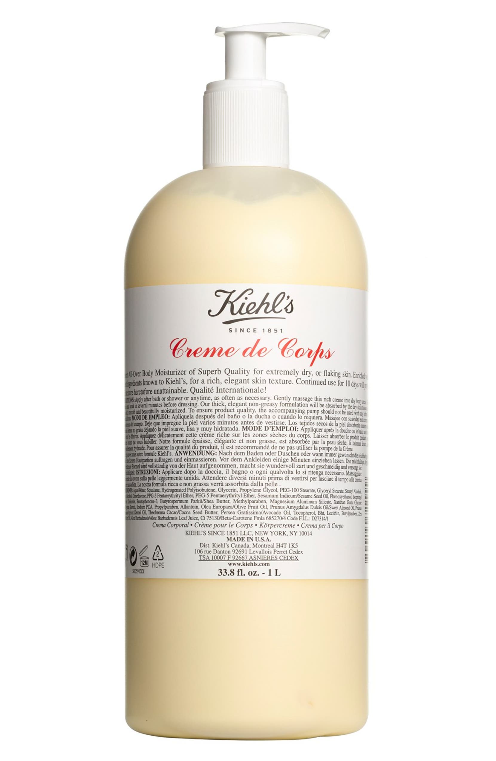 KIEHL'S SINCE 1851 Jumbo Creme de Corps Bottle with Pump, Alternate, color, NO COLOR
