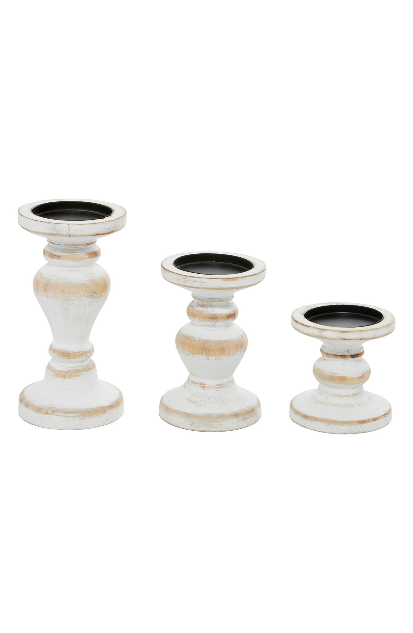 Willow Row Farmhouse White Wood Candle Holder Set Of 3 ModeSens