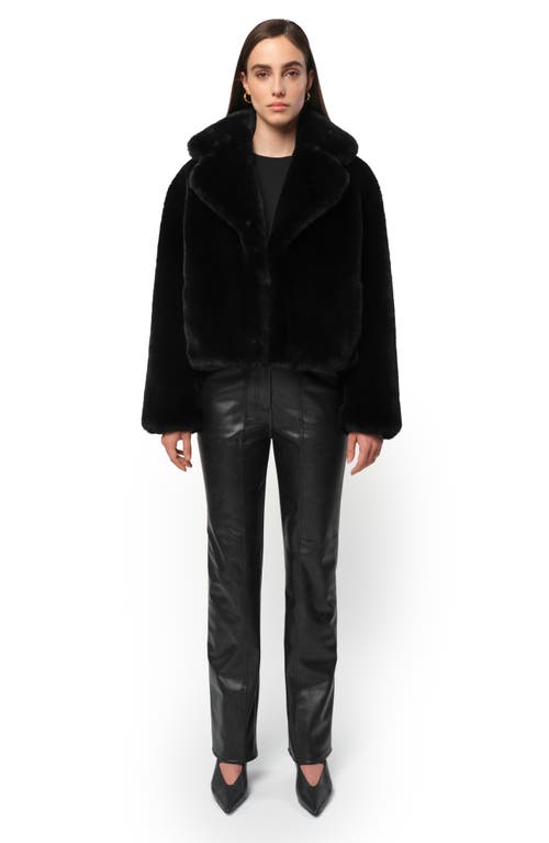 Shop Apparis Miller Crop Recycled Polyester Pluche™ Faux Fur Coat In Noir