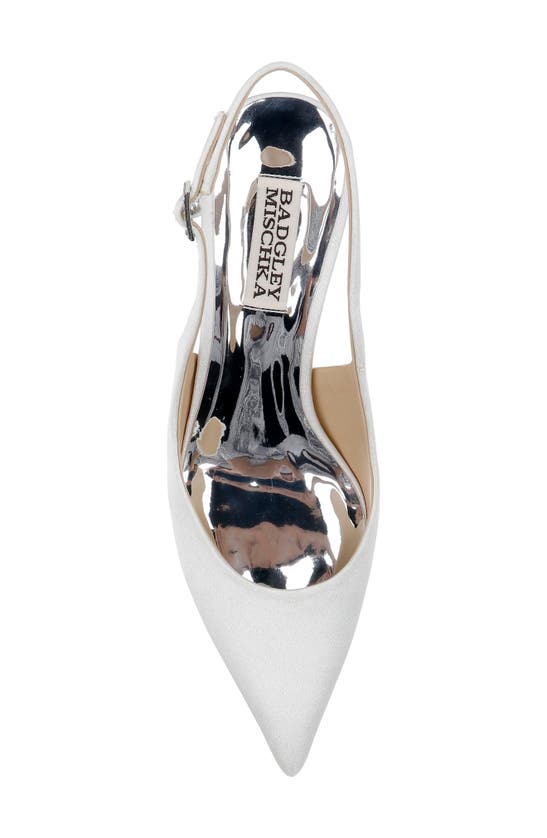 Shop Badgley Mischka Collection Beatrix Slingback Pointed Toe Pump In White Crepe