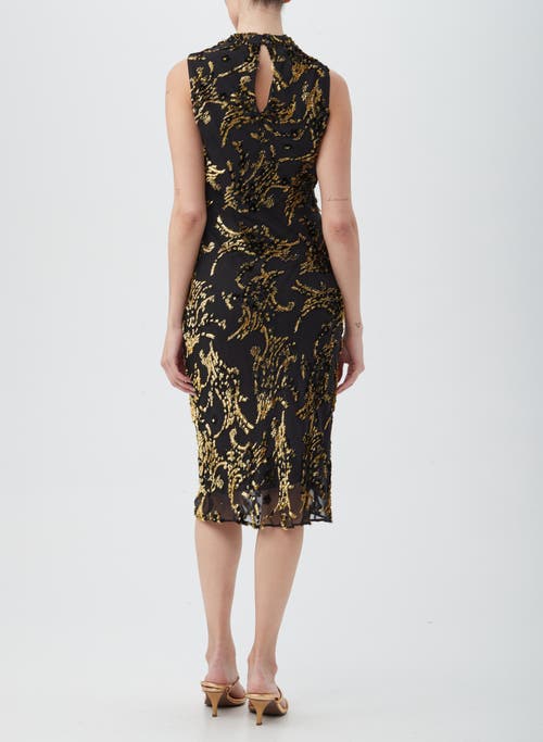 Trina Turk Ulani 2 Metallic Cowl-neck Midi Dress In Black