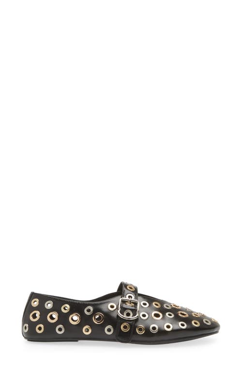 Shop Jeffrey Campbell Holed Mary Jane Flat In Black Gold Silver