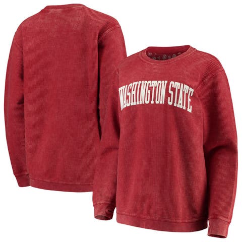 Women's Pressbox Red Wisconsin Badgers Comfy Cord Vintage Wash Basic Arch  Pullover Sweatshirt