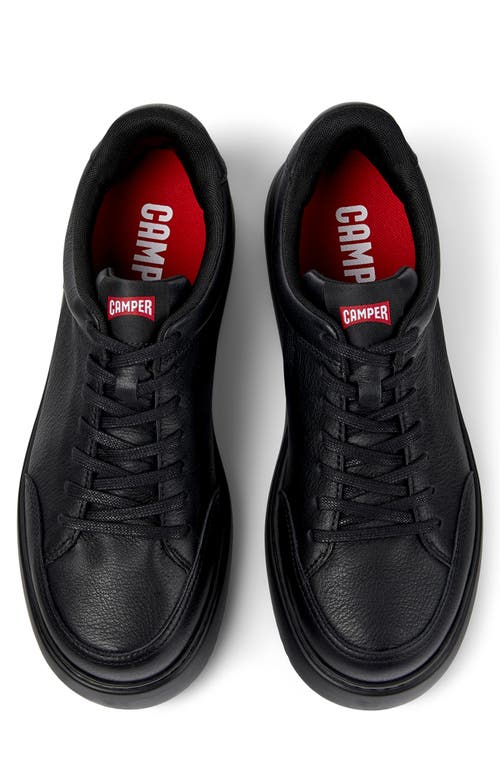 Camper Chunky Lace-up Leather Boots In Black/black