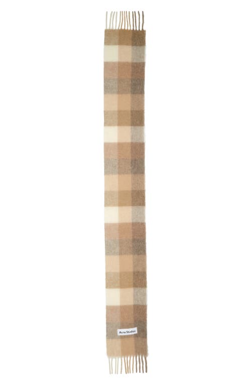 Acne Studios Vally Plaid Alpaca, Wool & Mohair Blend Scarf in White/Beige at Nordstrom