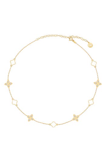 Gabi Rielle Effortless Staples Bloom & Luck Charm Necklace In Gold/white