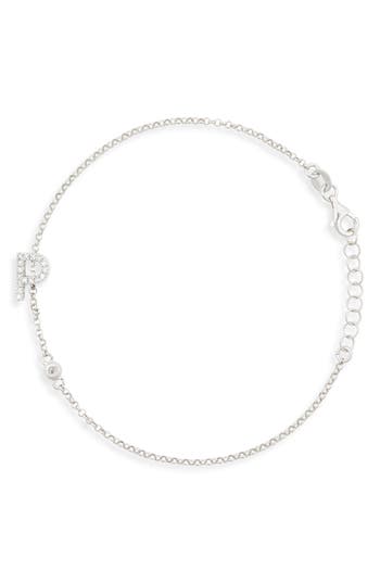Meshmerise Diamond Initial Bezel Bracelet In White-p