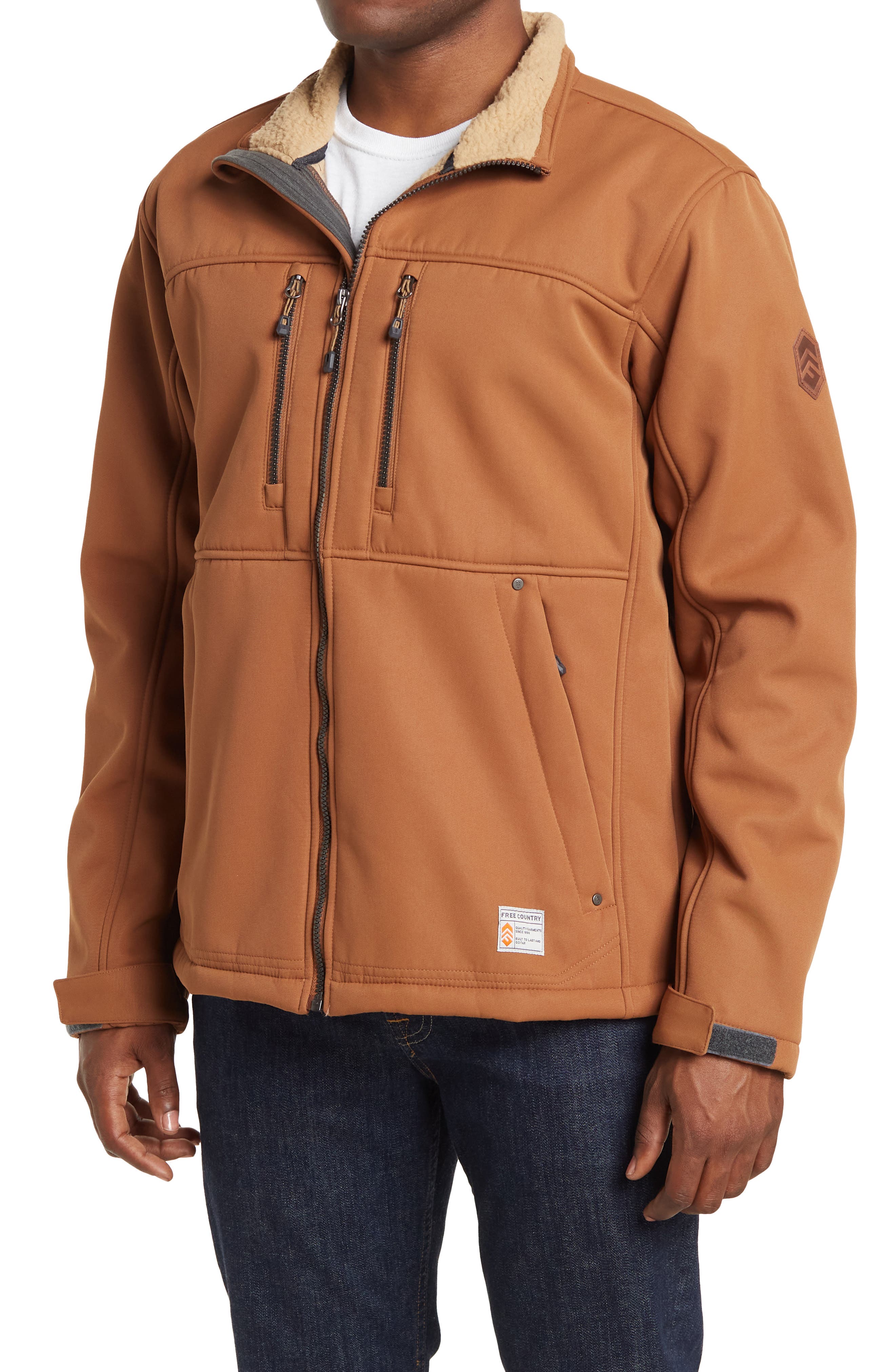 shearling lined canvas jacket