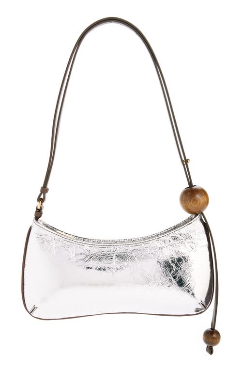 Shop Jacquemus Le Bisou Metallic Leather Shoulder Bag In Silver 980