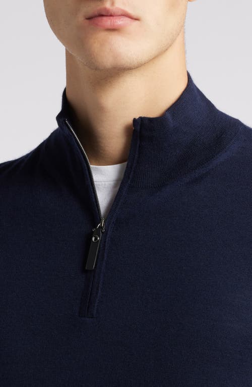 Shop Canali Quarter Zip Cashmere & Wool Blend Sweater In Navy