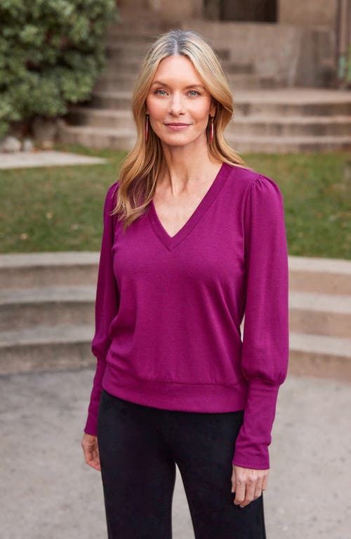 Shop Karen Kane Bishop Sleeve Top In Wine