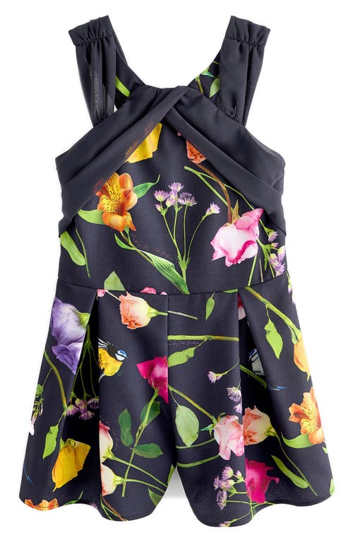 Shop Baker By Ted Baker Kids' Cross Back Romper In Black Floral