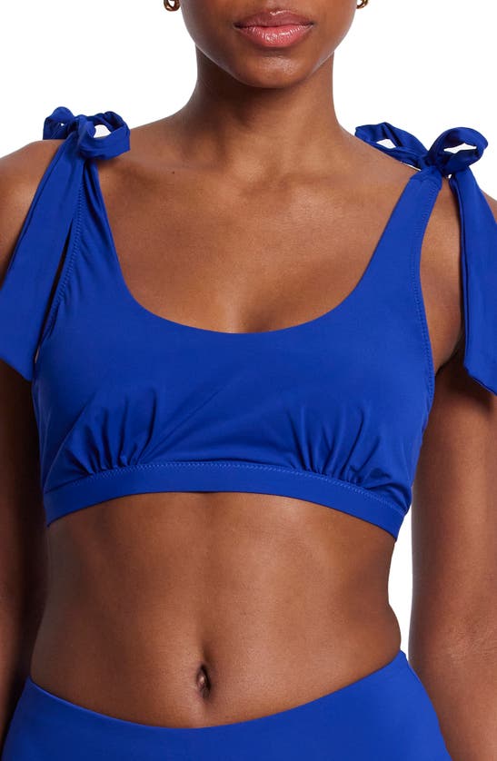 Shop Hanky Panky Swim Scoop Bikini Top In Poolside (blue-solid)