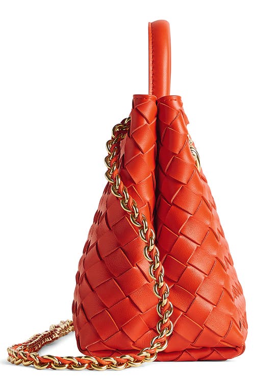 Shop Bottega Veneta Small Andiamo Chain Leather Shoulder Bag In Orange-brass