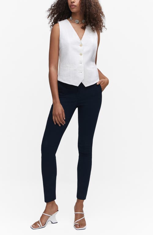 Shop Mango Crop Skinny Pants In Dark Navy