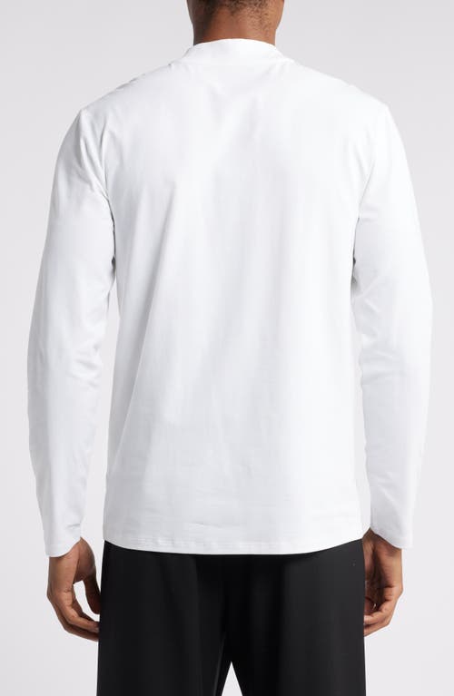 Shop Open Edit Long Sleeve Mock Neck Shirt In White