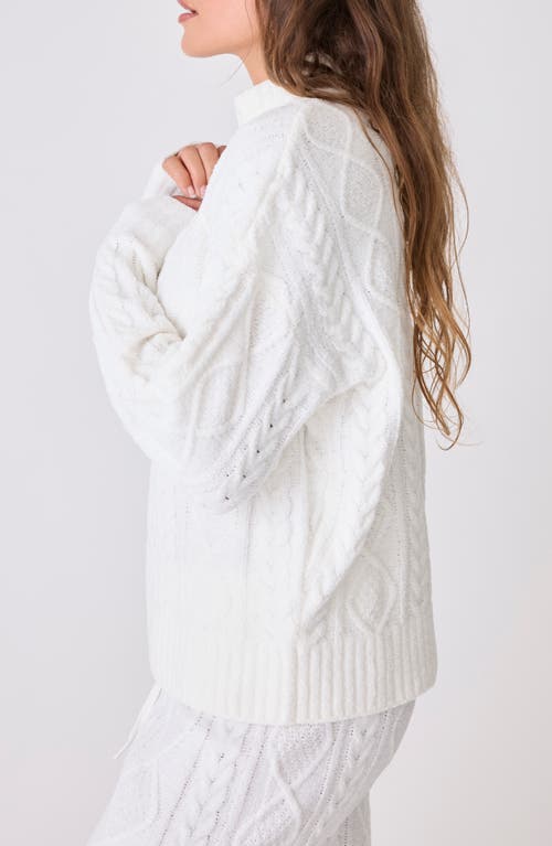 Shop Pj Salvage Cable Stitch Half Zip Sweater In Ivory