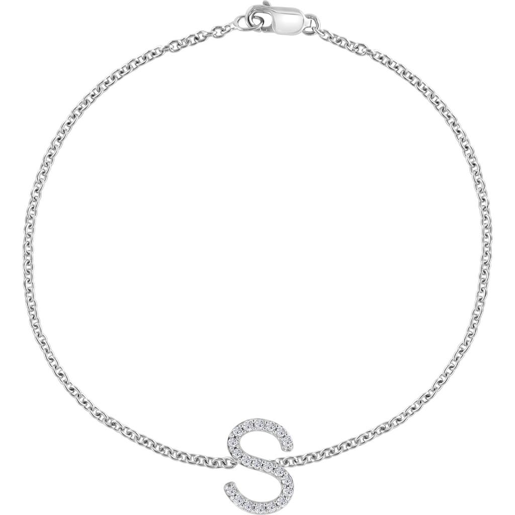Shop Effy Sterling Silver Diamond Initial Bracelet In Silver/s