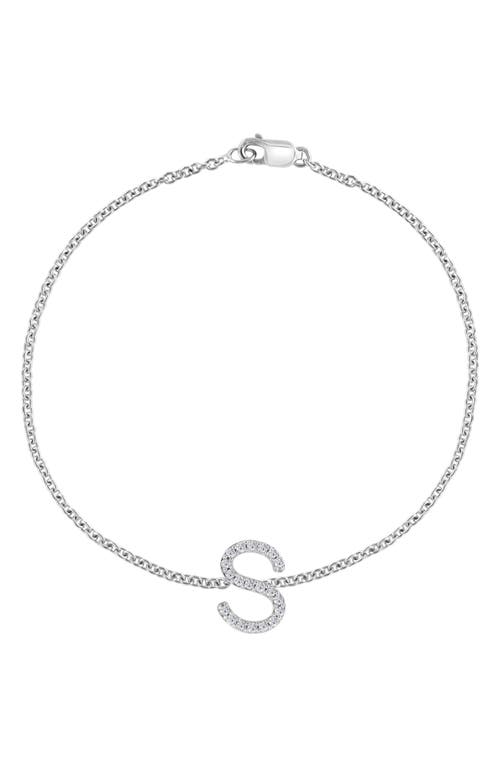 Shop Effy Sterling Silver Diamond Initial Bracelet In Silver/s