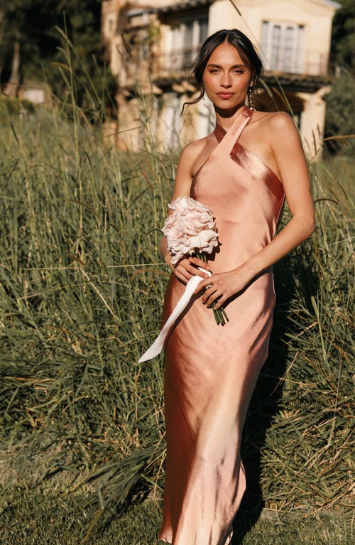 Petal And Pup Petal & Pup Grasie Stretch Satin Halter Dress In Pink