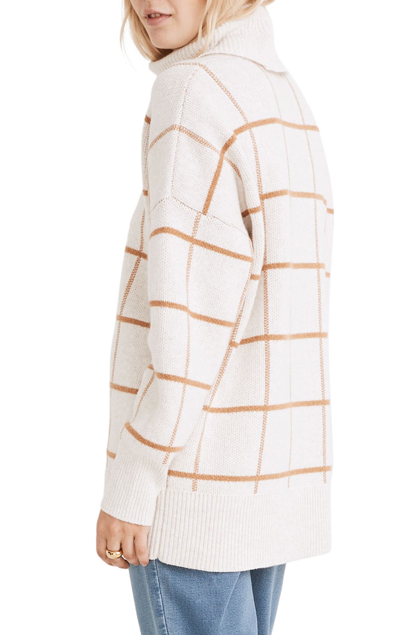 windowpane turtleneck sweater