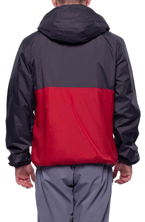 Rokka&rolla Packable Mesh Lined Windbreaker In Gray Red
