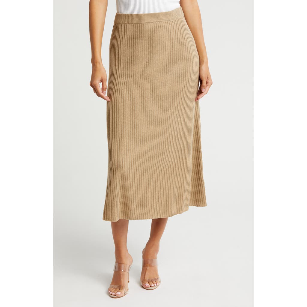 Shop Gemma + Jane Ribbed A-line Sweater Skirt In Brown Gold